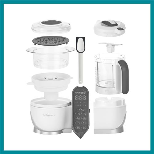 Pack Mixeur cuiseur Babymoov Nutribaby Plus 230 W Blanc + 1 Container Isy Inox 2