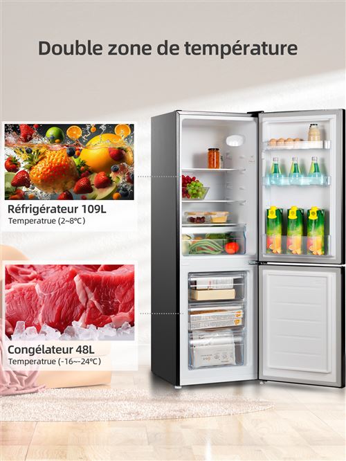 CHiQ Réfrigérateur congélateur bas CBM159LEBD 157 litres low frost Noir 3