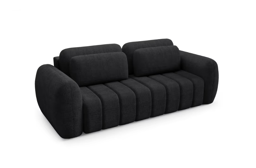 Cianti - Canapé convertible 3 places en tissu noir 2