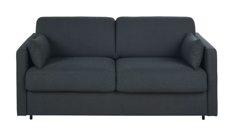 Julian - Canapé convertible 2/3 places en textile tramé gris anthracite, matelas 18 cm 2