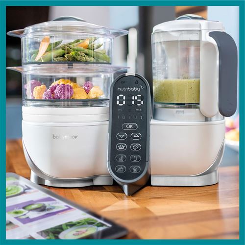 Pack Mixeur cuiseur Babymoov Nutribaby Plus 230 W Blanc + 1 Container Isy Inox 7