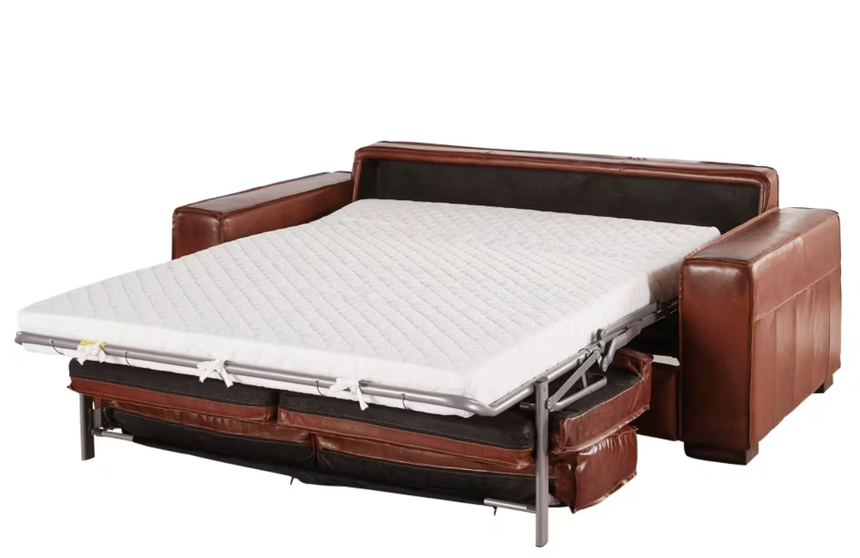 Colonel - Canapé convertible 3 places en cuir marron 2