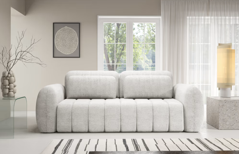 Cianti - Canapé convertible 3 places en tissu Blanc cassé