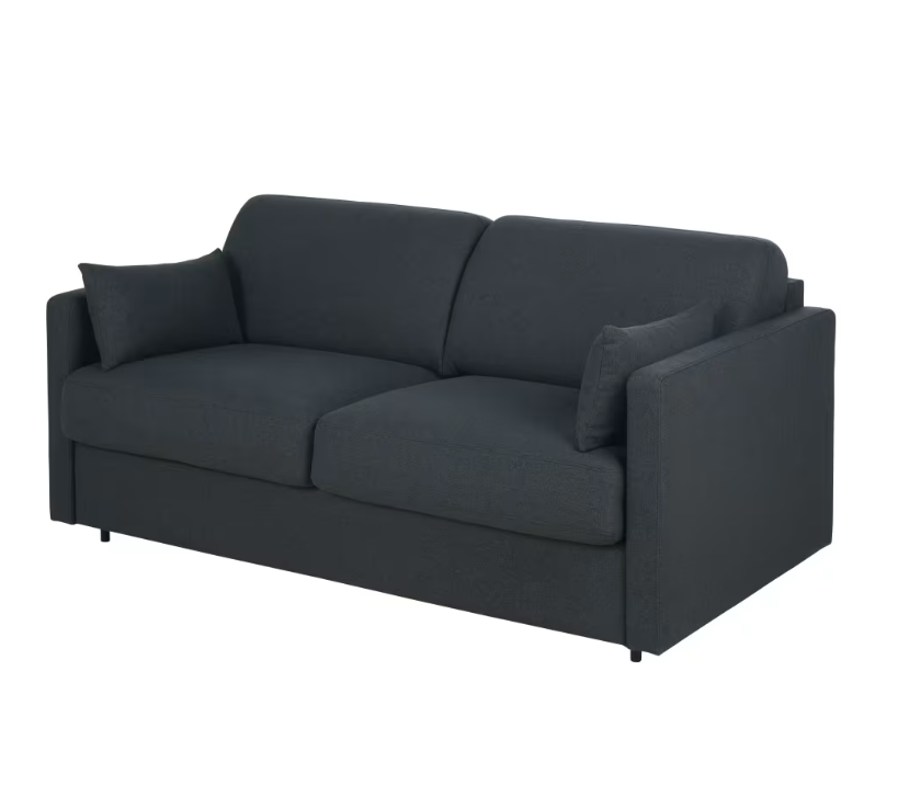 Julian - Canapé convertible 2/3 places en textile tramé gris anthracite, matelas 18 cm 4