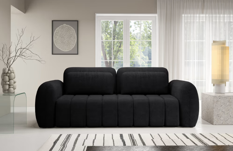 Cianti - Canapé convertible 3 places en tissu noir