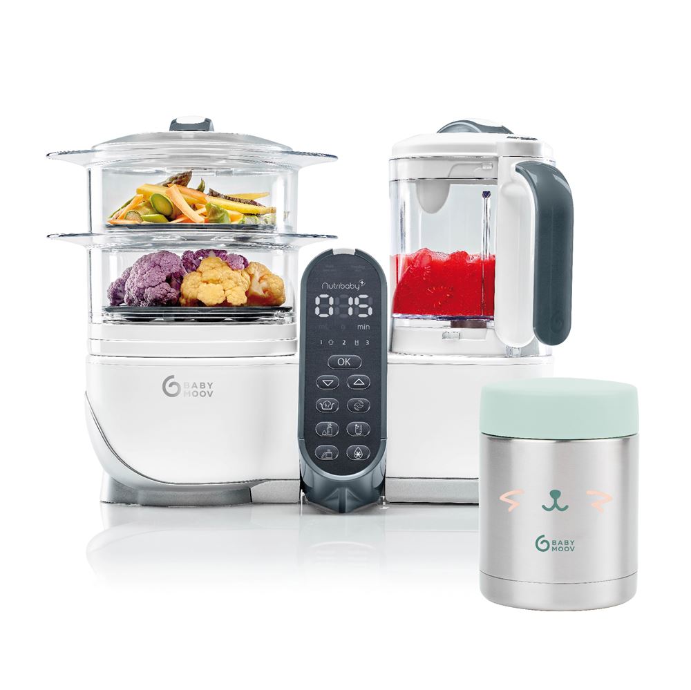 Pack Mixeur cuiseur Babymoov Nutribaby Plus 230 W Blanc + 1 Container Isy Inox