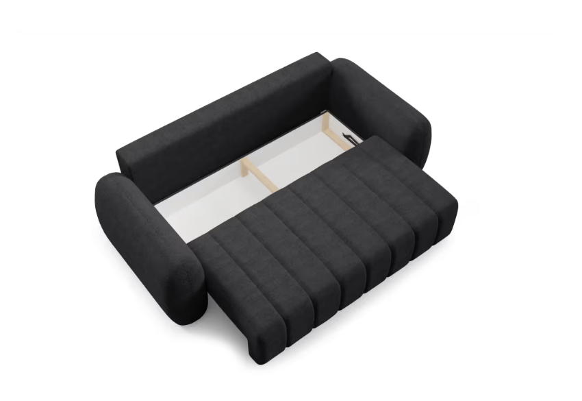 Cianti - Canapé convertible 3 places en tissu noir 3