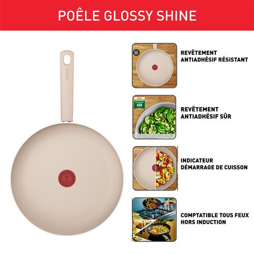 Poele Tefal Glossy Shine 24 cm B6890422 Beige 4