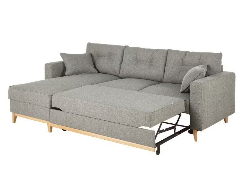 Brooke - Canapé d'angle convertible 3/4 places gris clair 3